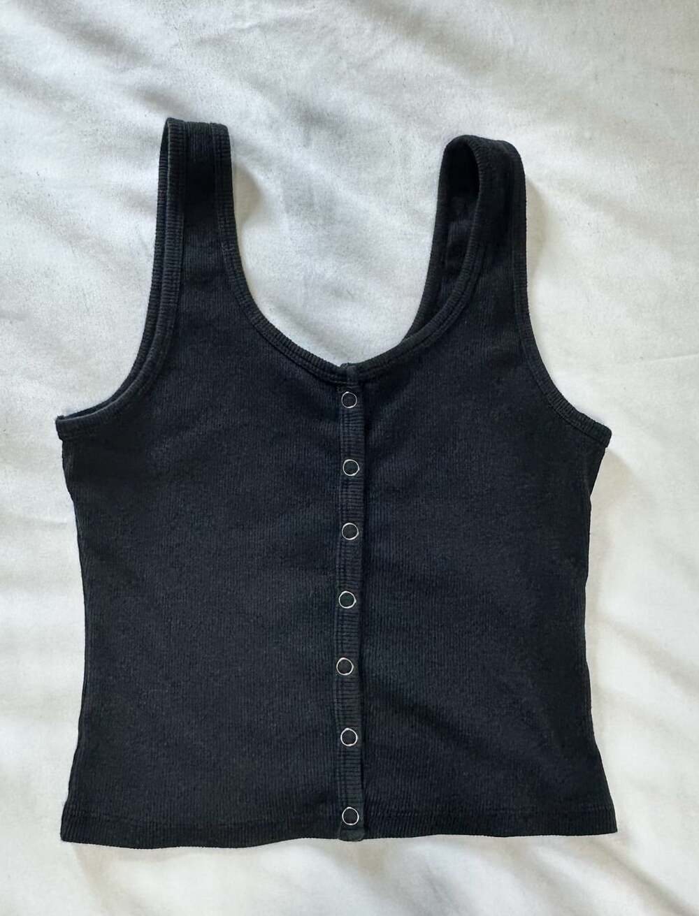 Hollister Ribbed Snap Front Tank Size XS Black
